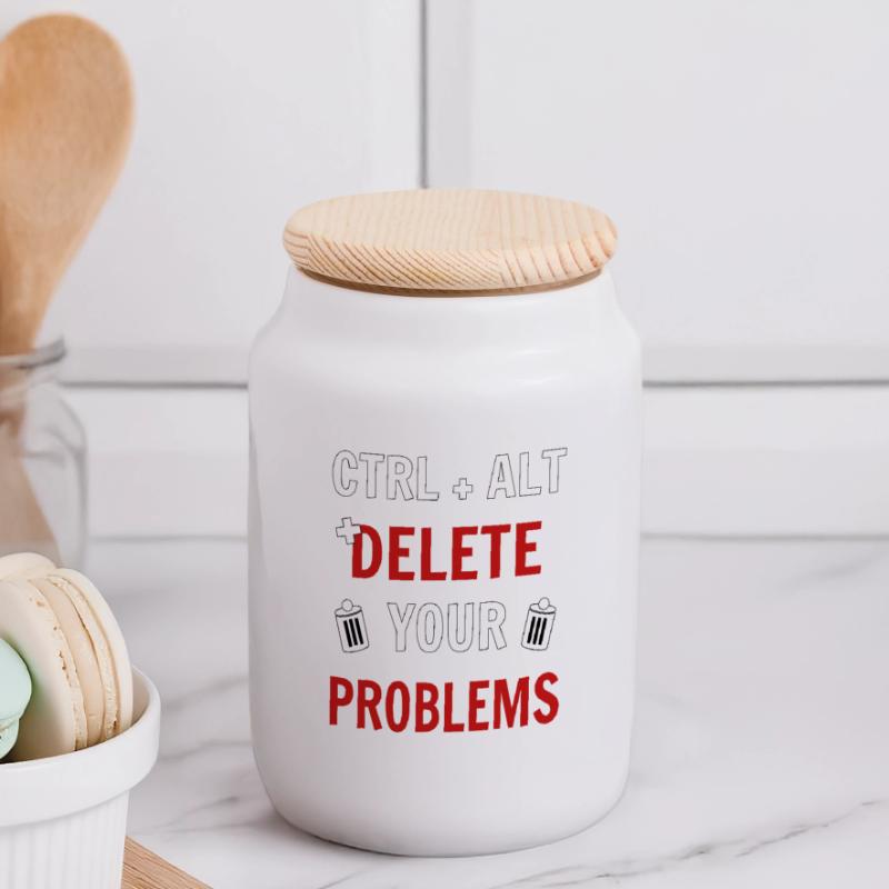 Ctrl + Alt + delete your problems programmierer Panorama Keksdose mit Holzdeckel