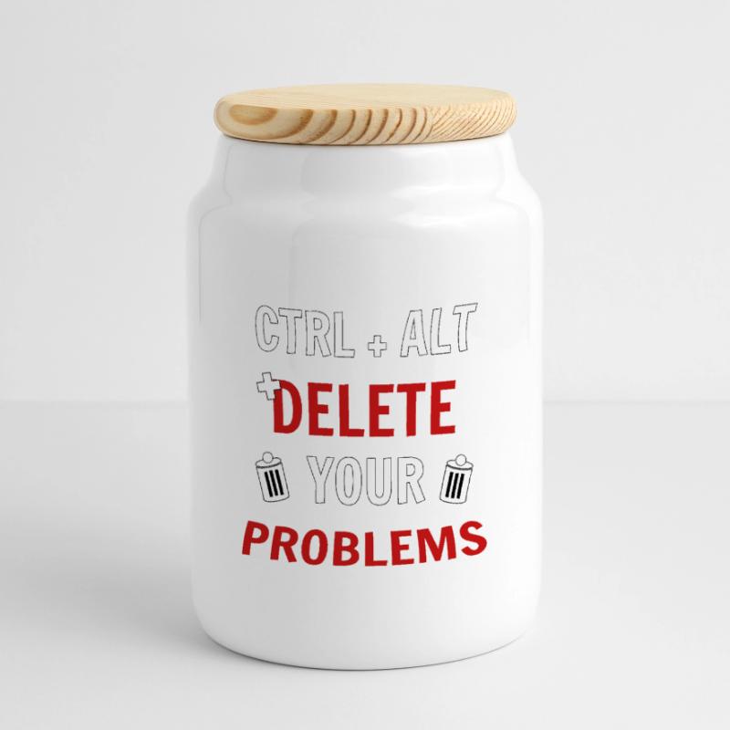 Ctrl + Alt + delete your problems programmierer Panorama Keksdose mit Holzdeckel