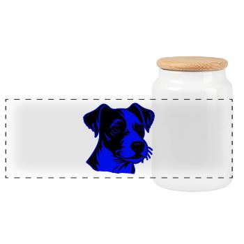 Jack Russel Terrier Hund Porträt - Panorama Keksdose mit Holzdeckel - Weiß - Vorne