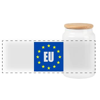 Drapeau de l’UE - Boîte à biscuits avec couvercle en bois - blanc - Devant