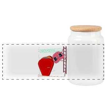 PROVISIONAL - Panoramic Cookie Jar with Wooden Lid - white - Front