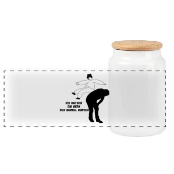 Silhouette - J’aime glisser le long de ta bosse - Boîte à biscuits avec couvercle en bois - blanc - Devant