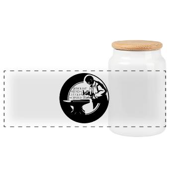Badge - Everyone is the architect of their own happiness - Panoramic Cookie Jar with Wooden Lid - white - Front