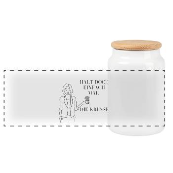 Illustration Tenir le cresson - Boîte à biscuits avec couvercle en bois - blanc - Devant