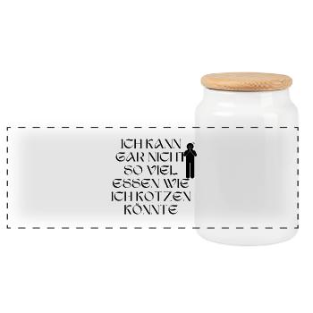I Can't Eat Much Shirt - Panoramic Cookie Jar with Wooden Lid - white - Front