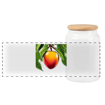 Mango - Panoramic Cookie Jar with Wooden Lid - white - Front