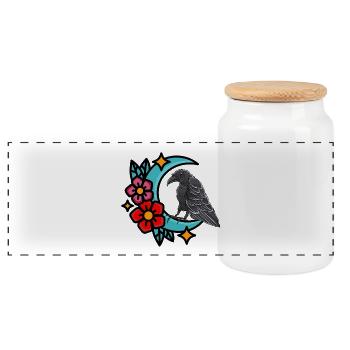 Raven Raven Crow Crows Bird Birds Halloween - Panoramic Cookie Jar with Wooden Lid - white - Front