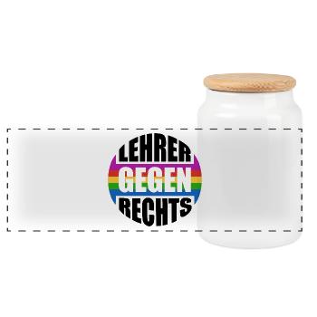 Lehrer gegen rechts - Nie wieder ist jetzt - Panorama Keksdose mit Holzdeckel - Weiß - Vorne