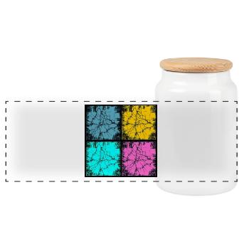 Style urbain Popart - Boîte à biscuits avec couvercle en bois - blanc - Devant