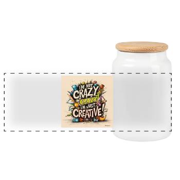 Je ne suis pas fou, je suis juste créatif - Boîte à biscuits avec couvercle en bois - blanc - Devant