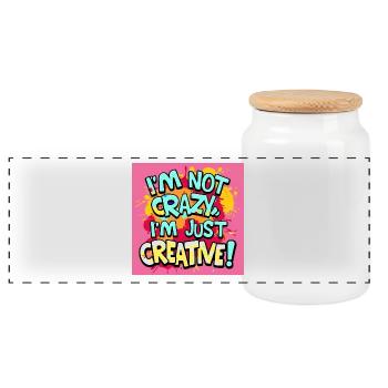 I'm not crazy, I'm just creative - Panoramic Cookie Jar with Wooden Lid - white - Front