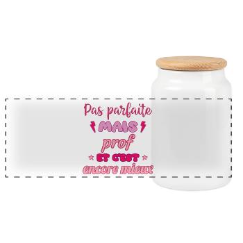 Pas parfaite mais prof,cadeau professeur - Boîte à biscuits avec couvercle en bois - blanc - Devant