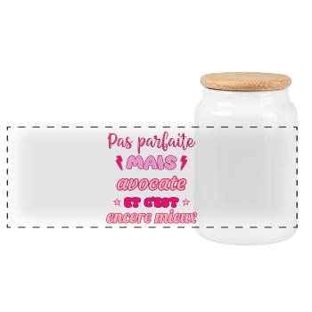Pas parfaite mais avocate,cadeau avocate - Boîte à biscuits avec couvercle en bois - blanc - Devant
