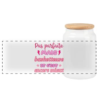 Pas parfaite mais basketteuse,Basket,Basketball - Boîte à biscuits avec couvercle en bois - blanc - Devant