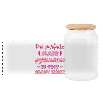 Pas parfaite mais gymnaste,gym,gymnastique - Boîte à biscuits avec couvercle en bois - blanc - Devant
