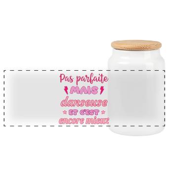 Pas parfaite mais danseuse,danse,Danse - Boîte à biscuits avec couvercle en bois - blanc - Devant