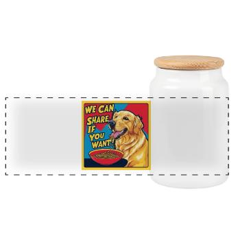 Golden Retriever - We Can Share If You Want - Panorama Keksdose mit Holzdeckel - Weiß - Vorne