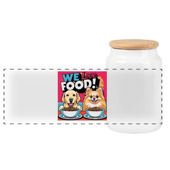 Comic Dogs - We Love Food - Panorama Keksdose mit Holzdeckel - Weiß - Vorne