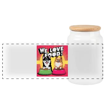 We love Food - Comic Dogs - Panorama Keksdose mit Holzdeckel - Weiß - Vorne