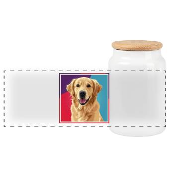 Dog - Golden Retriever - Panorama Keksdose mit Holzdeckel - Weiß - Vorne