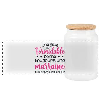 Amie formidable donne une marraine exceptionnelle - Boîte à biscuits avec couvercle en bois - blanc - Devant