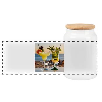 Cocktails with humorous text - Panoramic Cookie Jar with Wooden Lid - white - Front