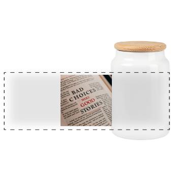 Bad Choices Make Good Stories - Panoramic Cookie Jar with Wooden Lid - white - Front