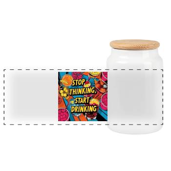 Cocktails mit Humorvollen Text - Panorama Keksdose mit Holzdeckel - Weiß - Vorne