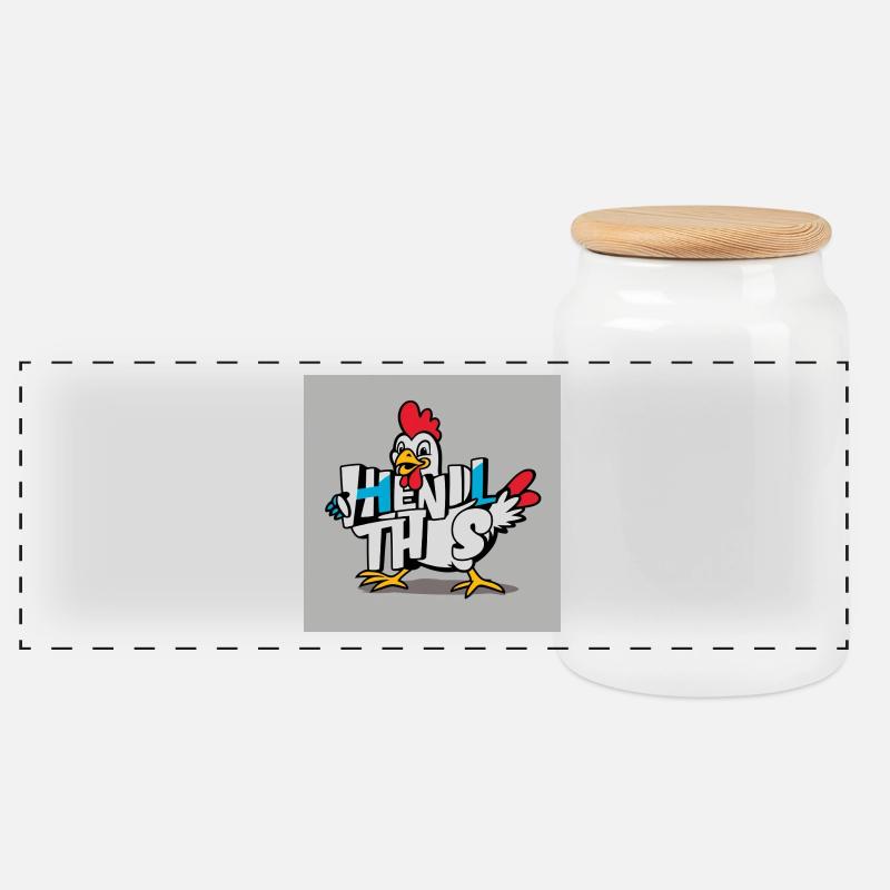 Lustiges Huhn "Hendl this" - Panorama Keksdose mit Holzdeckel - Weiß