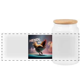 Cooles Huhn "Hendl this" - Panorama Keksdose mit Holzdeckel - Weiß - Vorne