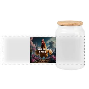 Cooles Huhn "Hendl this" - Panorama Keksdose mit Holzdeckel - Weiß - Vorne