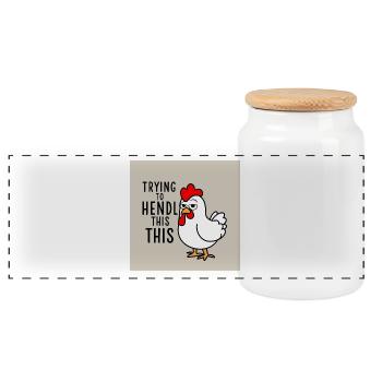 Comic Chicken « Essayer de faire ça » - Boîte à biscuits avec couvercle en bois - blanc - Devant
