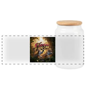 Attrape-moi si tu peux, Léopard - Boîte à biscuits avec couvercle en bois - blanc - Devant