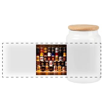 I Love Beer Bierkrüge Muster - Panorama Keksdose mit Holzdeckel - Weiß - Vorne
