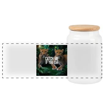 Taches léopardiques : Attrape-moi si tu peux - Boîte à biscuits avec couvercle en bois - blanc - Devant