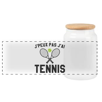 Je Peux Pas J'ai Tennis Cadeau Joueur De Tennis - Boîte à biscuits avec couvercle en bois - blanc - Devant