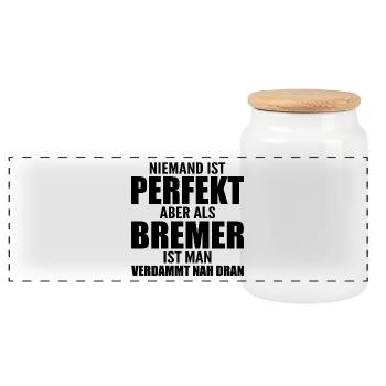 Bremen Bremerhaven Bremer Geschenk - Panorama Keksdose mit Holzdeckel - Weiß - Vorne