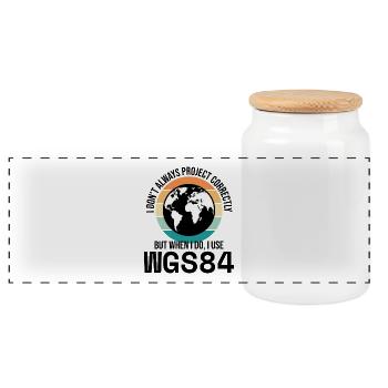 GIS Mapping Geospatial Data Analysis Cartography - Panoramic Cookie Jar with Wooden Lid - white - Front