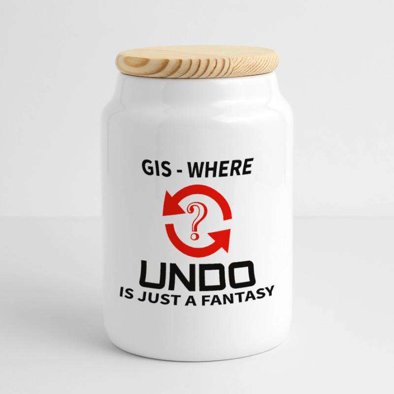 GIS Undo Fantasy Data Mapping Errors Panoramic Cookie Jar with Wooden Lid