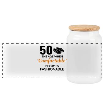 50th Birthday Comfortable Fashionable Slippers - Panoramic Cookie Jar with Wooden Lid - white - Front