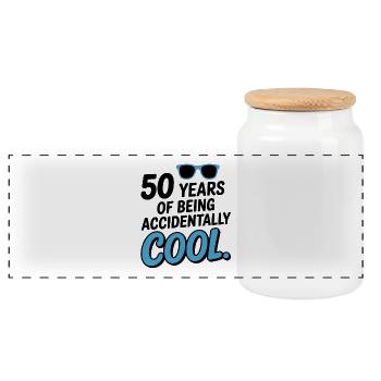 50 Years Accidentally Cool Sunglasses Birthday - Panoramic Cookie Jar with Wooden Lid - white - Front