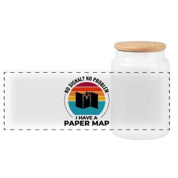 GIS Analyst Map Pin Sunset Retro - Panoramic Cookie Jar with Wooden Lid - white - Front