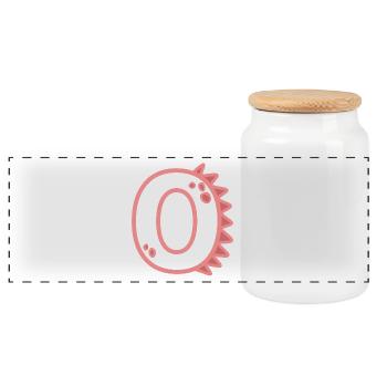 Number 0 - Panoramic Cookie Jar with Wooden Lid - white - Front