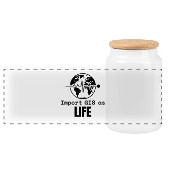 GIS Life Geospatial Mapping Data Analysis - Panoramic Cookie Jar with Wooden Lid - white - Front