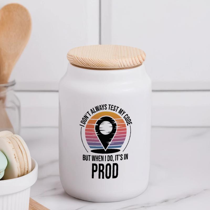 Entwickler Programmierer Programmierer Prod Testing Humor Panorama Keksdose mit Holzdeckel