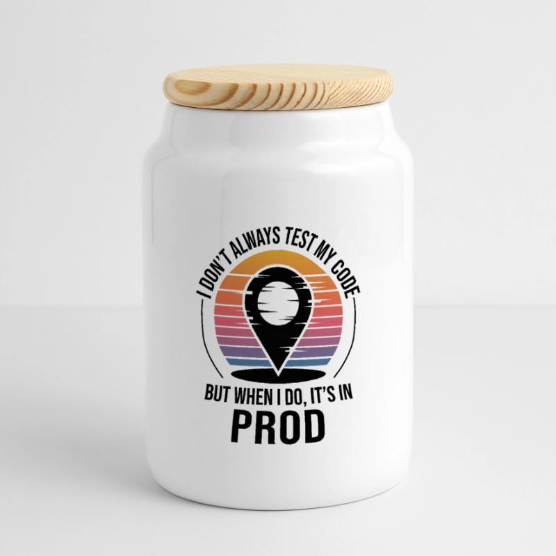 Entwickler Programmierer Programmierer Prod Testing Humor Panorama Keksdose mit Holzdeckel