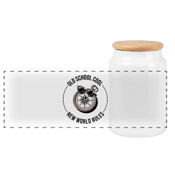 Boussole de règles du nouveau monde cool de la vieille école - Boîte à biscuits avec couvercle en bois - blanc - Devant