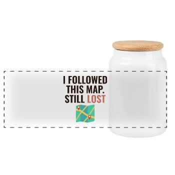 I Followed This Map Still Lost Funny GIS - Panoramic Cookie Jar with Wooden Lid - white - Front