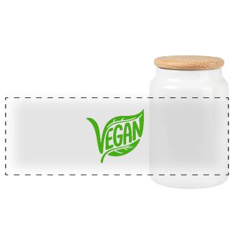 Vegan - Cool Veggi Logo - Panorama Keksdose mit Holzdeckel - Weiß - Vorne