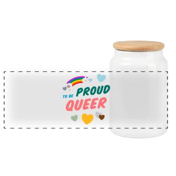 Proud to be Queer - Panoramic Cookie Jar with Wooden Lid - white - Front